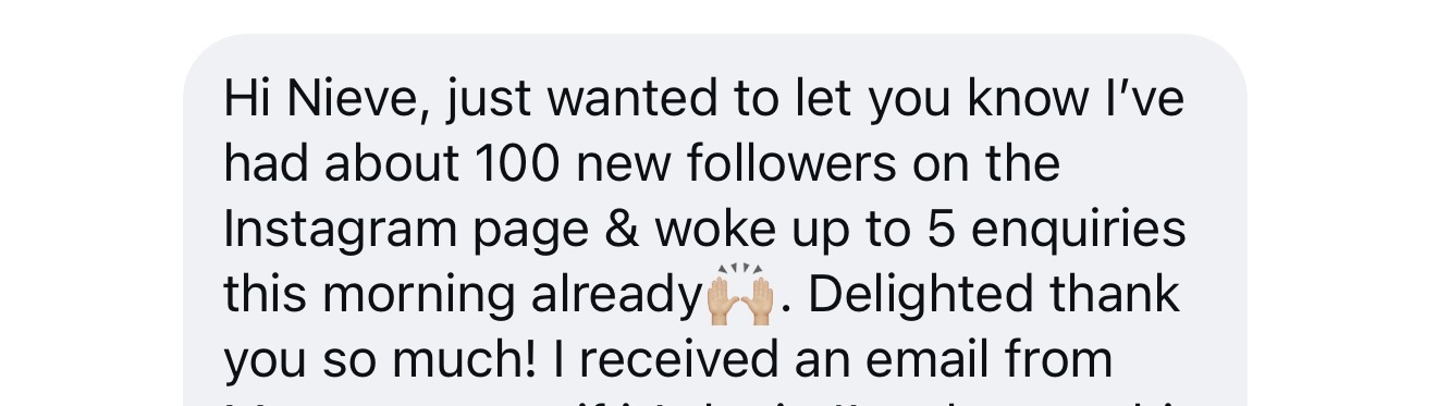 100 new followers and 5 enquiries in one morning