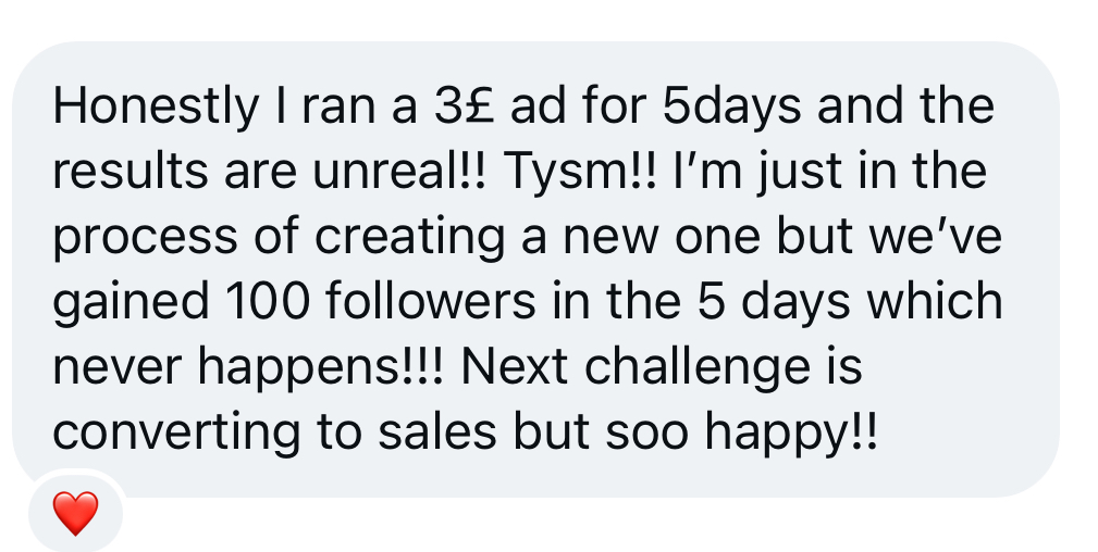 100 followers in 5 days on a £3 ad