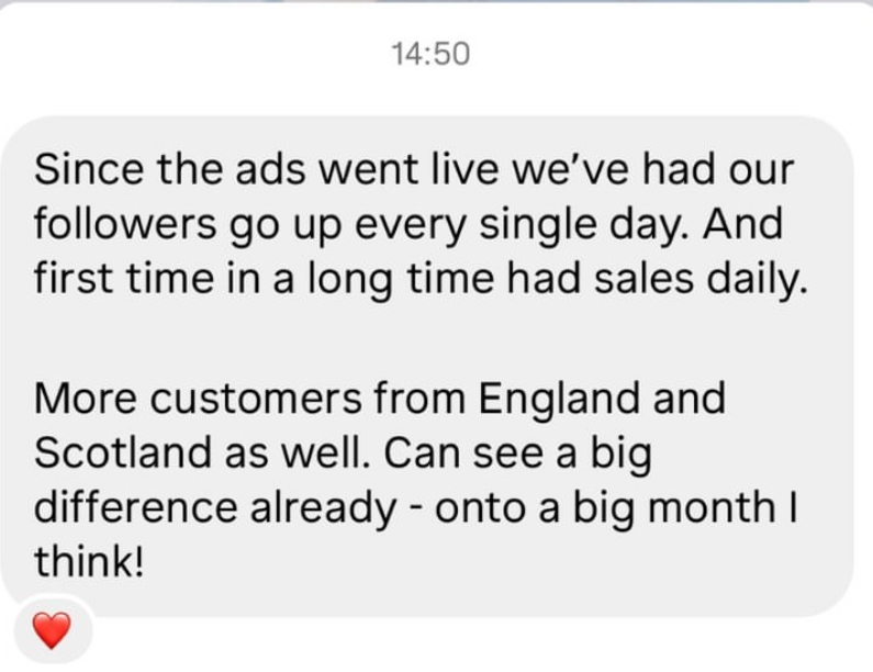 Followers up every single day and daily sales
